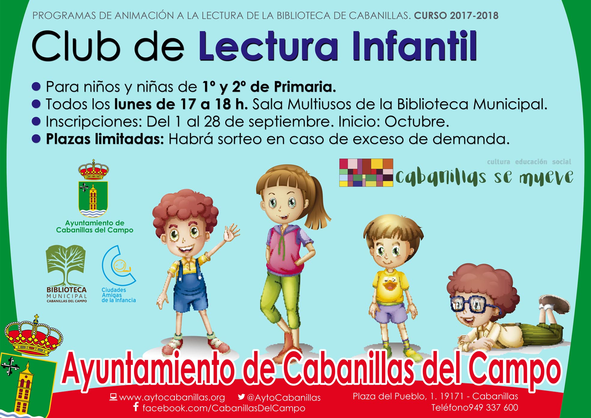 Los clubes lectores de la Biblioteca crecen con un nuevo Club Infantil para  1º y 2º de Primaria – Ayto. Cabanillas