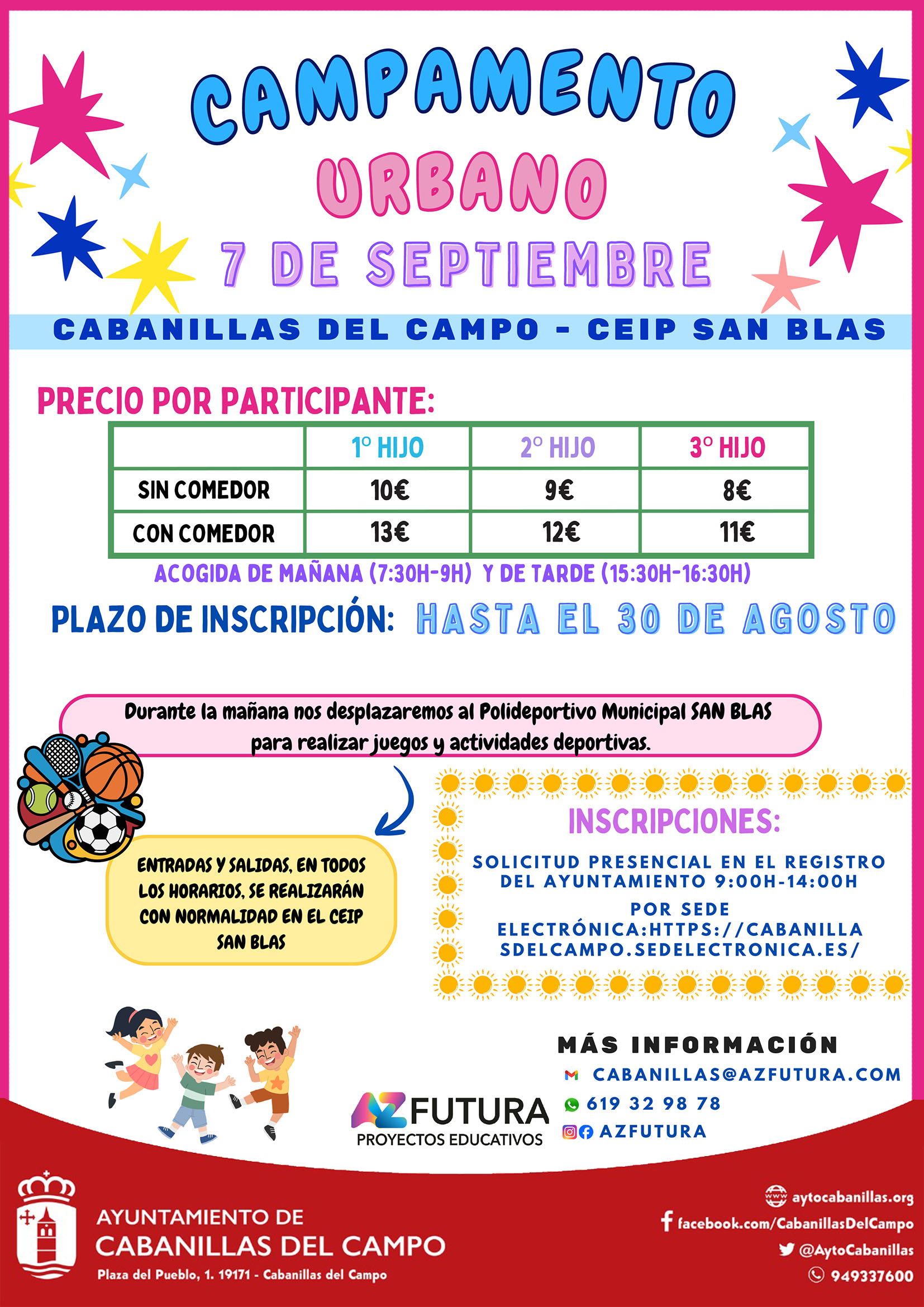 El Campamento Urbano de Verano se amplía al lunes 7 de septiembre